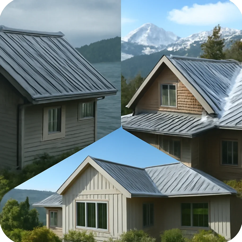 Metal roofs adapted to coastal, mountain and interior British Columbia conditions